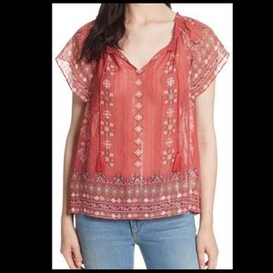 Joie Arevig Print Silk Blend Blouse, size Small